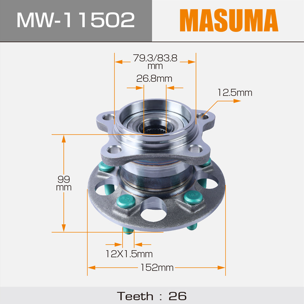 MW-11502 MASUMA Car parts Auto Bearing wheel hub unit