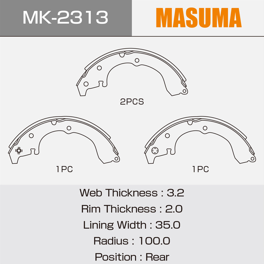 MK-2311 MASUMA Myanmar Auto truck Rear brake shoe