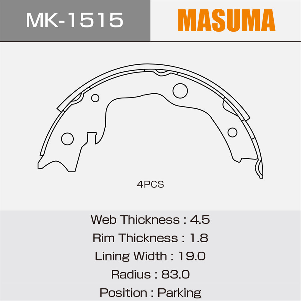MK-1515 MASUMA China Suppliers Auto universal Drum brake shoes