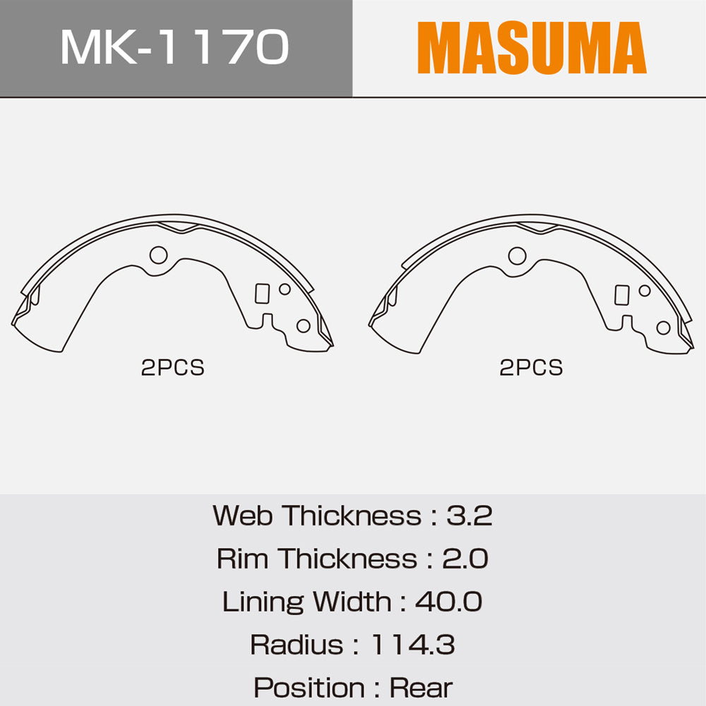 MK-1170 MASUMA European car Auto Car Repair Kit Brake Shoe