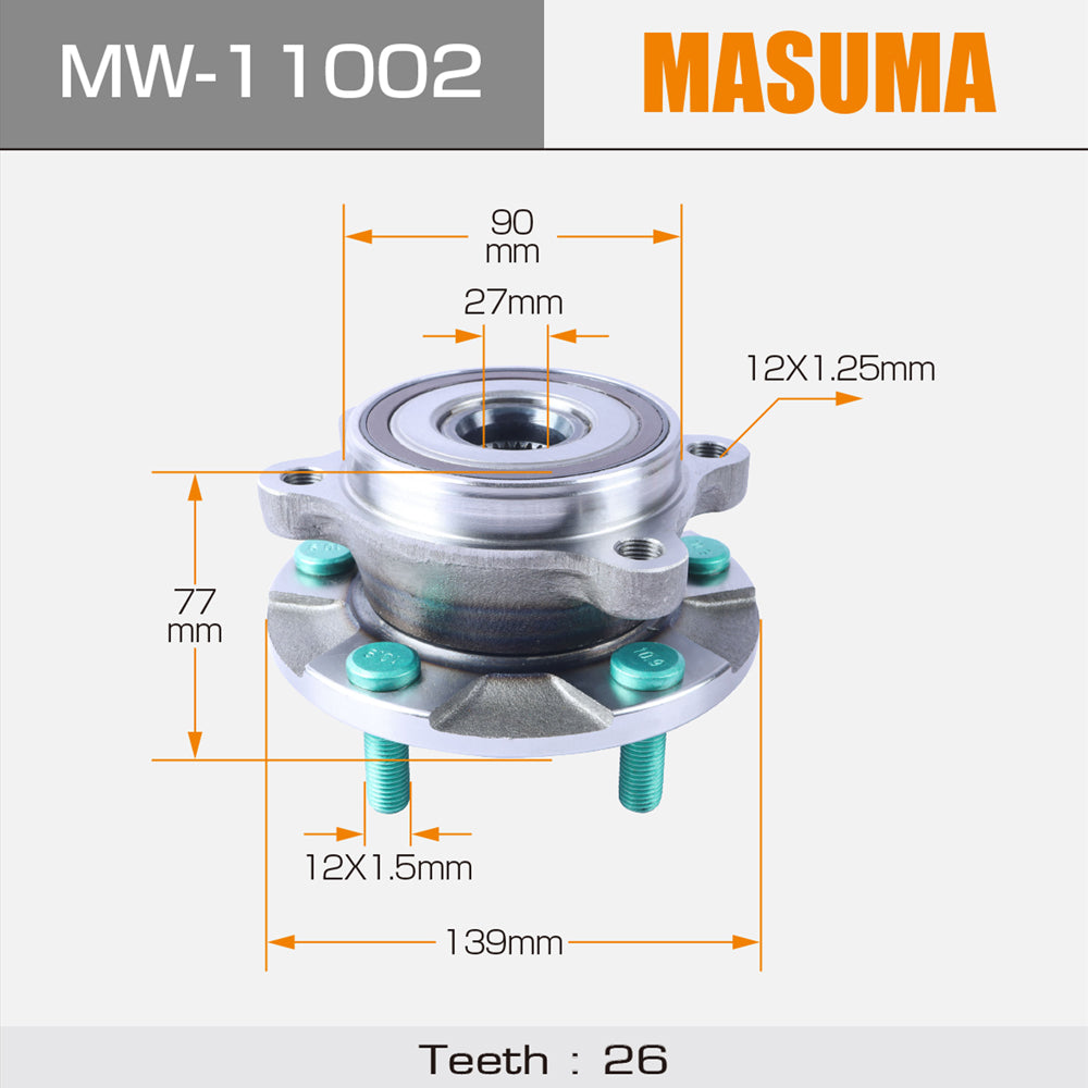 MW-11002 MASUMA Universal Parts Auto Bearing Front Axle Wheel Hub Unit For Japanese car