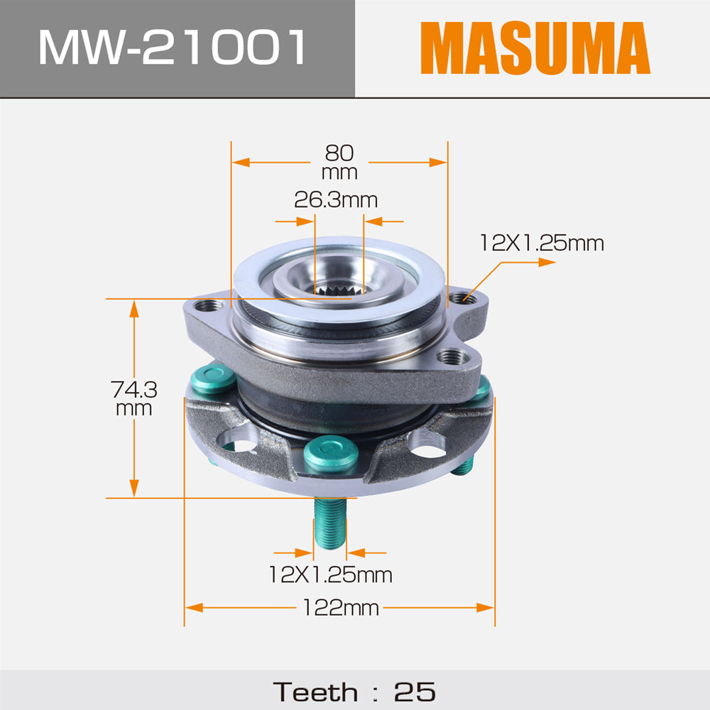 MW-21001 MASUMA Factory price Auto Bearing Rear Wheel Hub parts